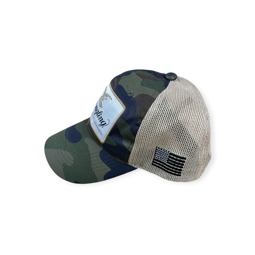 Yuengling Brewery Camo Trucker Hat Mesh Snapback Cap American Flag Patch - Picture 2 of 4
